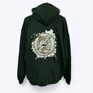 Outer Banks NC Nautical Heritage Marlin Green Hoodie Sz XL Fish Graphic Gildan‎